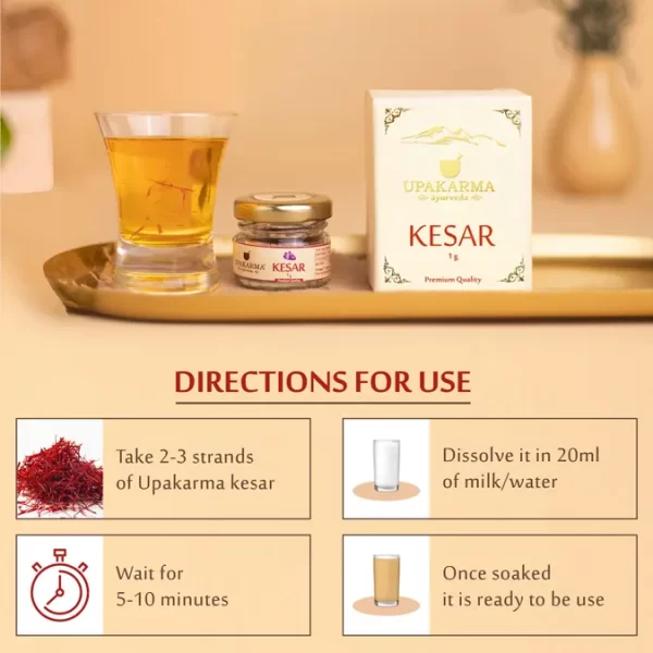 Upakarma Pure, Natural and Finest Grade A+ Kashmiri Kesar / Saffron 1g