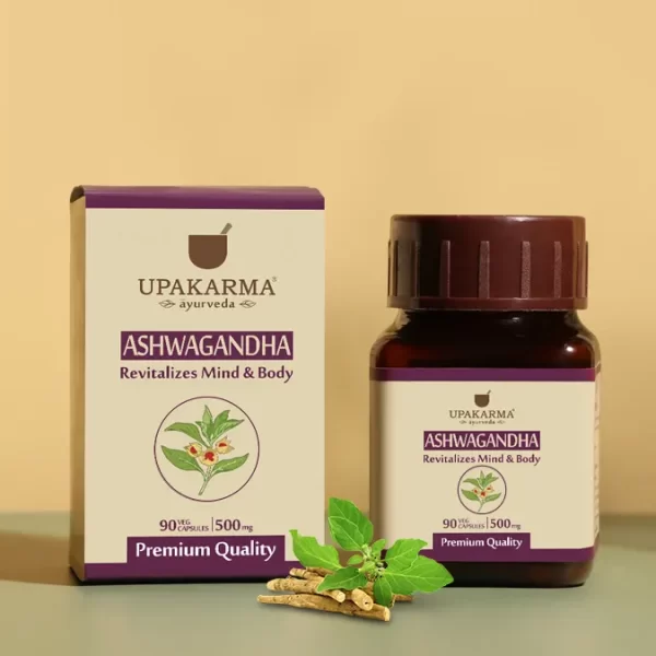 Upakarma Ayurveda Pure Ashwagandha 90 Capsules - 500mg - Boost Immunity Pack 1