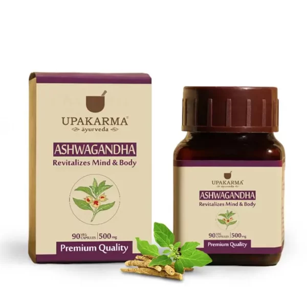 Upakarma Ayurveda Pure Ashwagandha 90 Capsules - 500mg - Boost Immunity