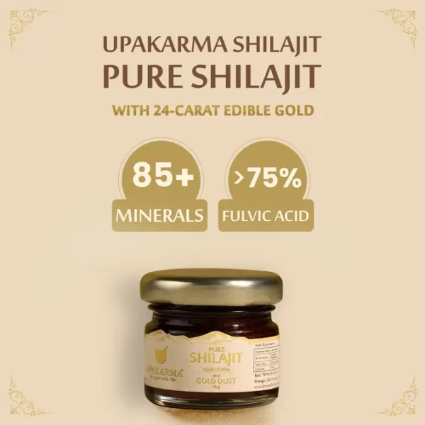 Upakarma Ayurveda Shilajit Gold Dust – 20g | Boost Strength, Stamina & Overall Health