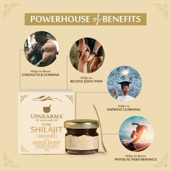 Combo Pack of Shilajit Gold Dust – 20g + Ashwagandha 90 Capsules