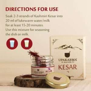 Upakarma Pure, Natural and Finest A+ Grade Kashmiri Kesar/Saffron 1g - Pack of 2